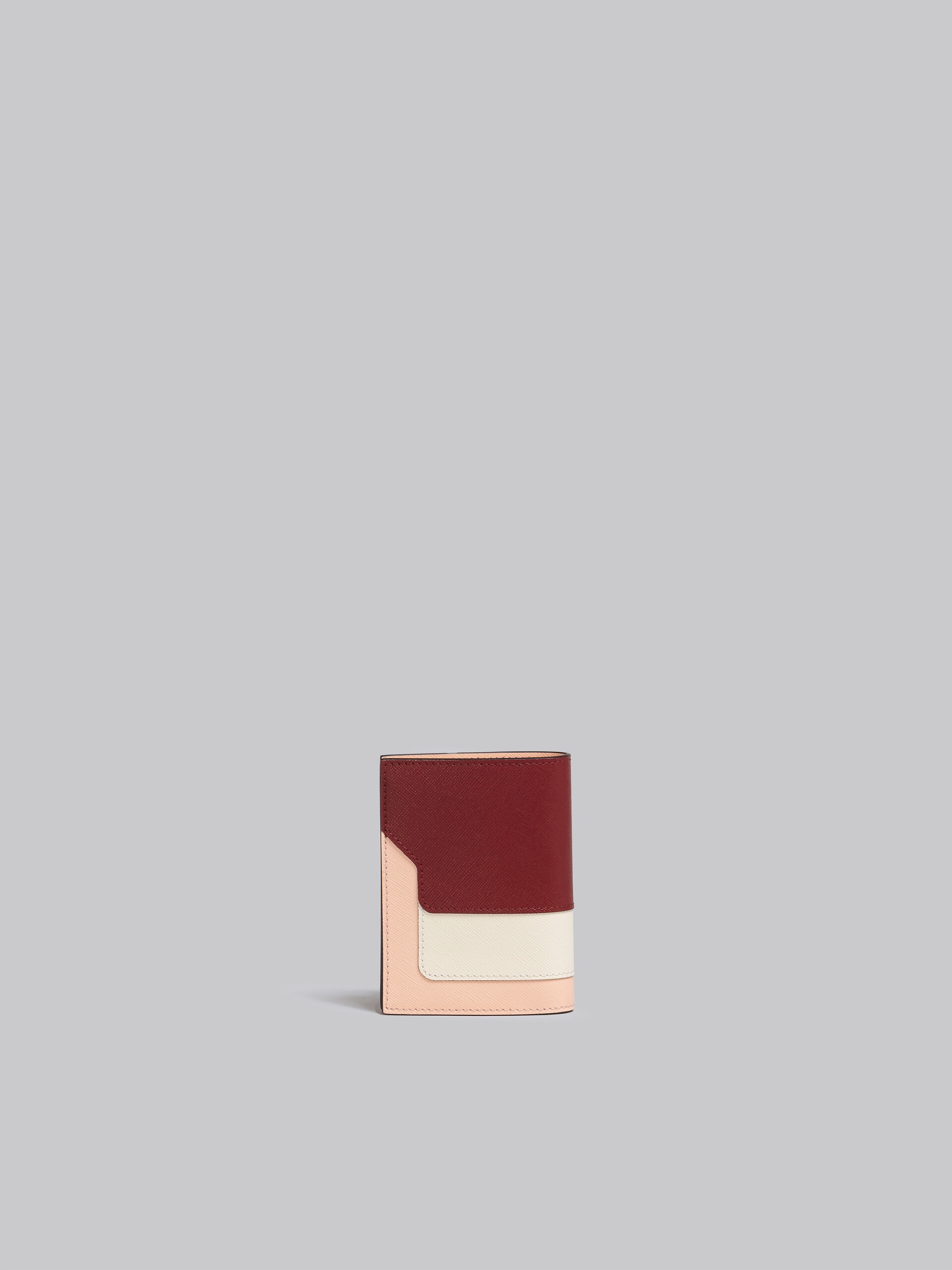 RED WHITE AND PINK SAFFIANO LEATHER BI-FOLD WALLET - 3