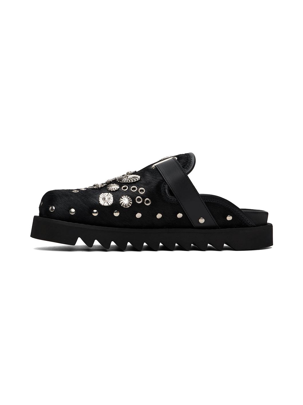 SSENSE Exclusive Black Eyelet Metal Sabot Slip-On Loafers - 3
