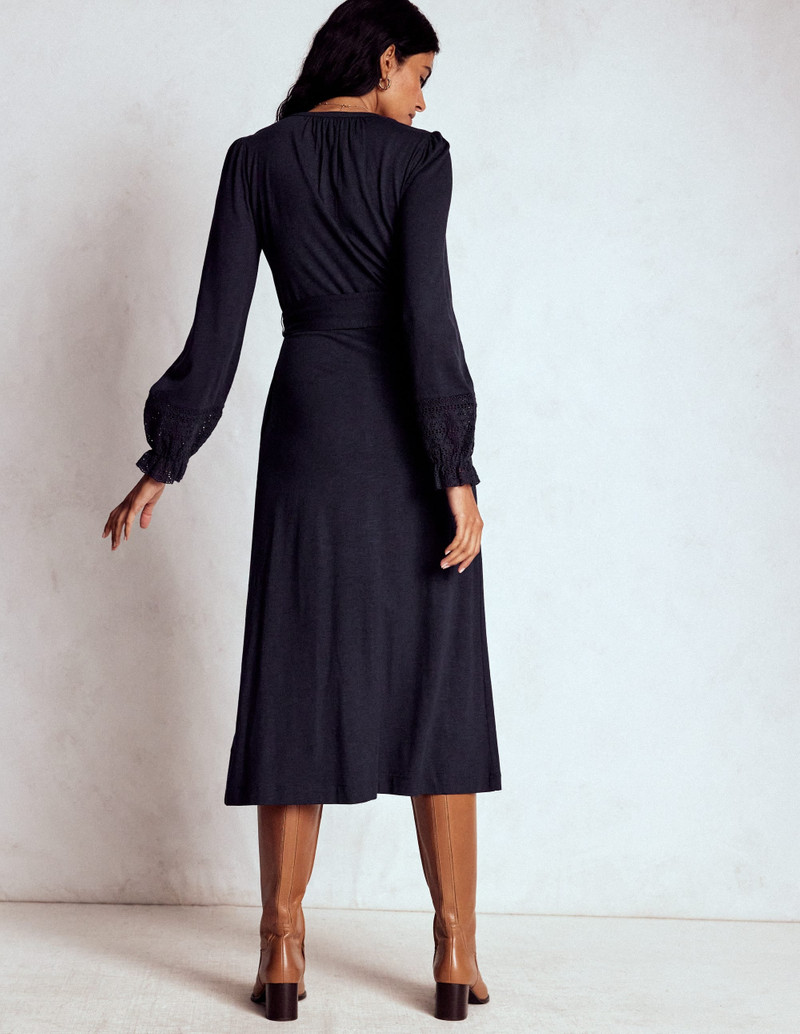 Pippa Broderie Jersey Dress-Navy 4