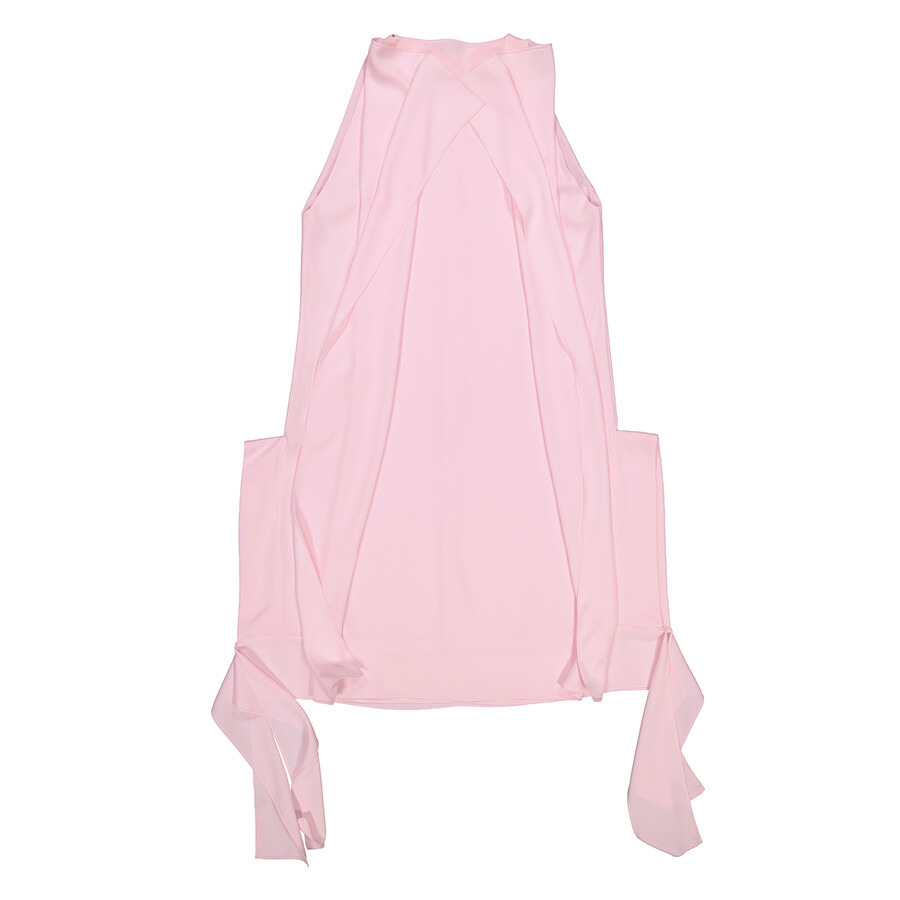 Burberry Pale Candy Pink Drape Detail Satin Crepe Shift Dress - 2