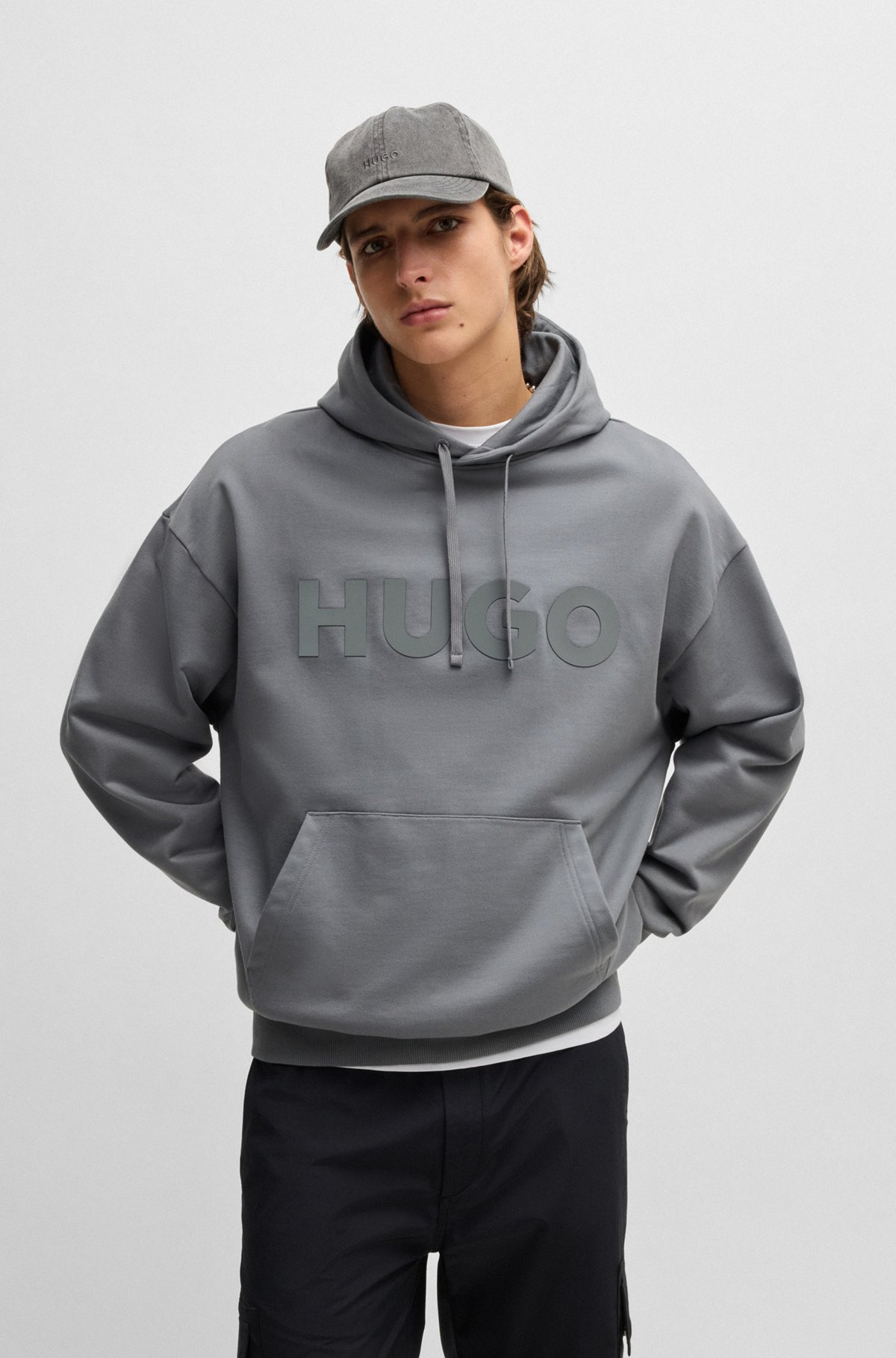 OVERSIZE-FIT HOODIE IN COTTON TERRY WITH TONAL LOGO - 2