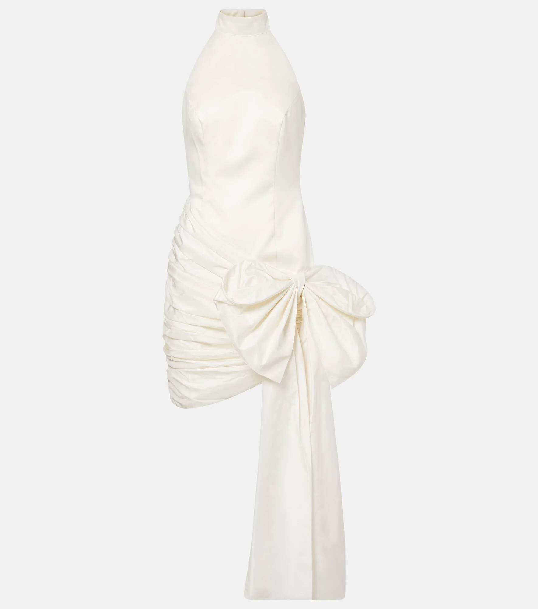 Bow-detail halterneck satin minidress - 1