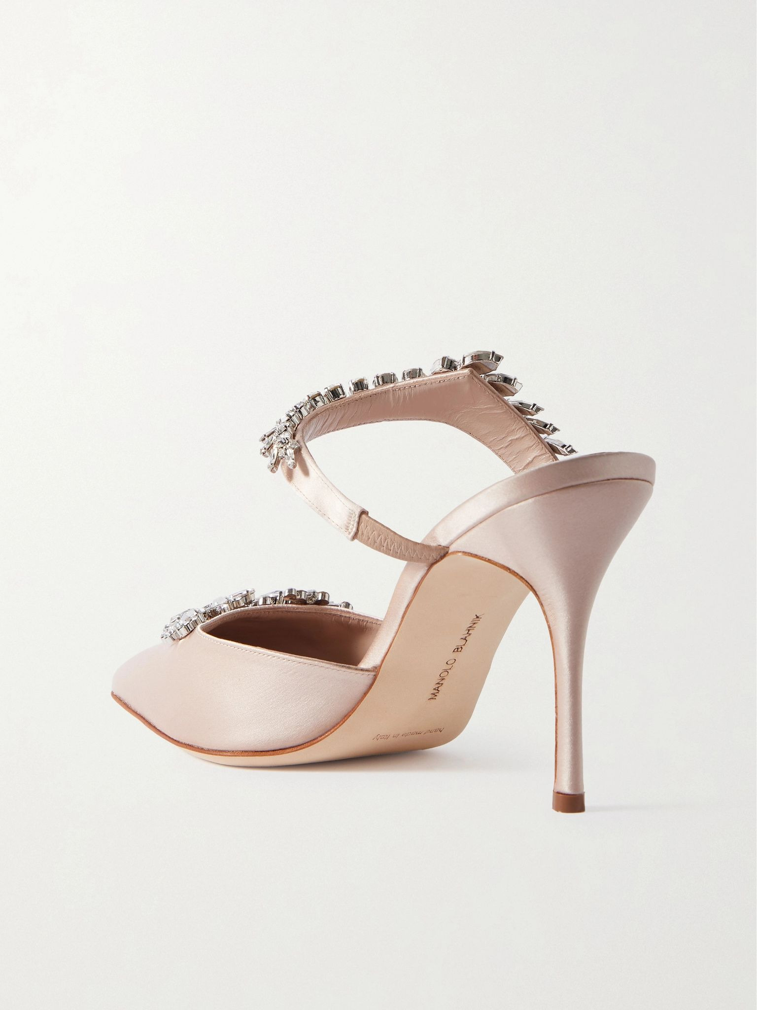 Lurum 90 crystal-embellished satin mules Neutral - 3