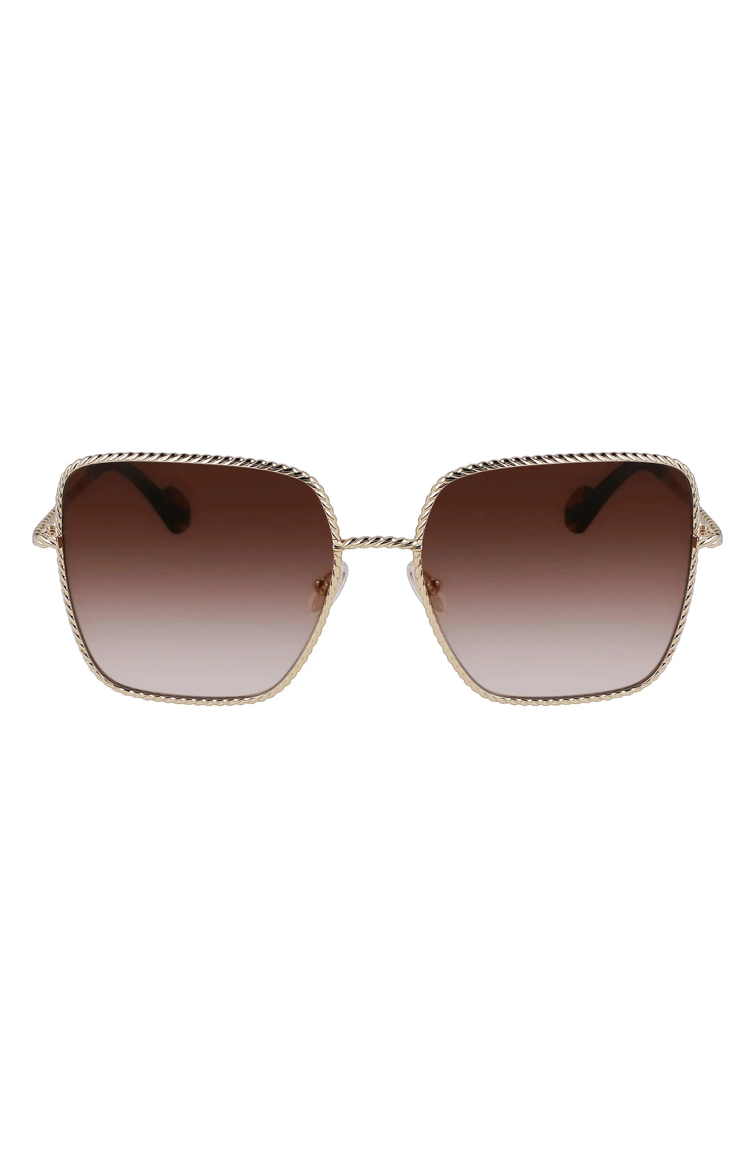 Babe 59mm Gradient Square Sunglasses in Gold/Gradient Brown - 1