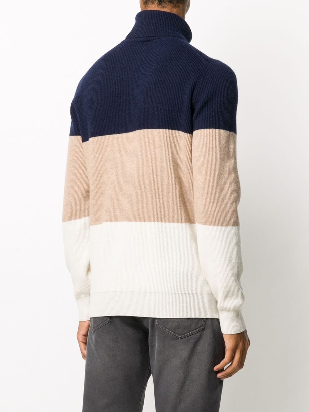 colour-block roll neck jumper - 4