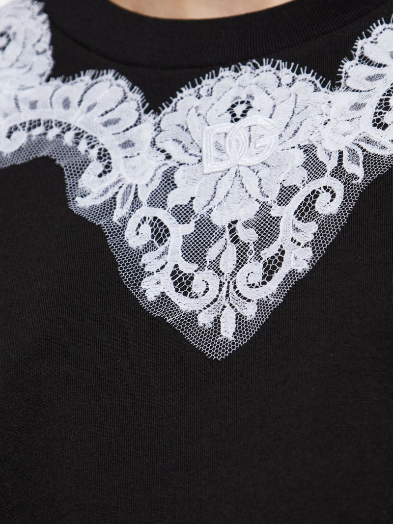 lace-appliqué T-shirt 5
