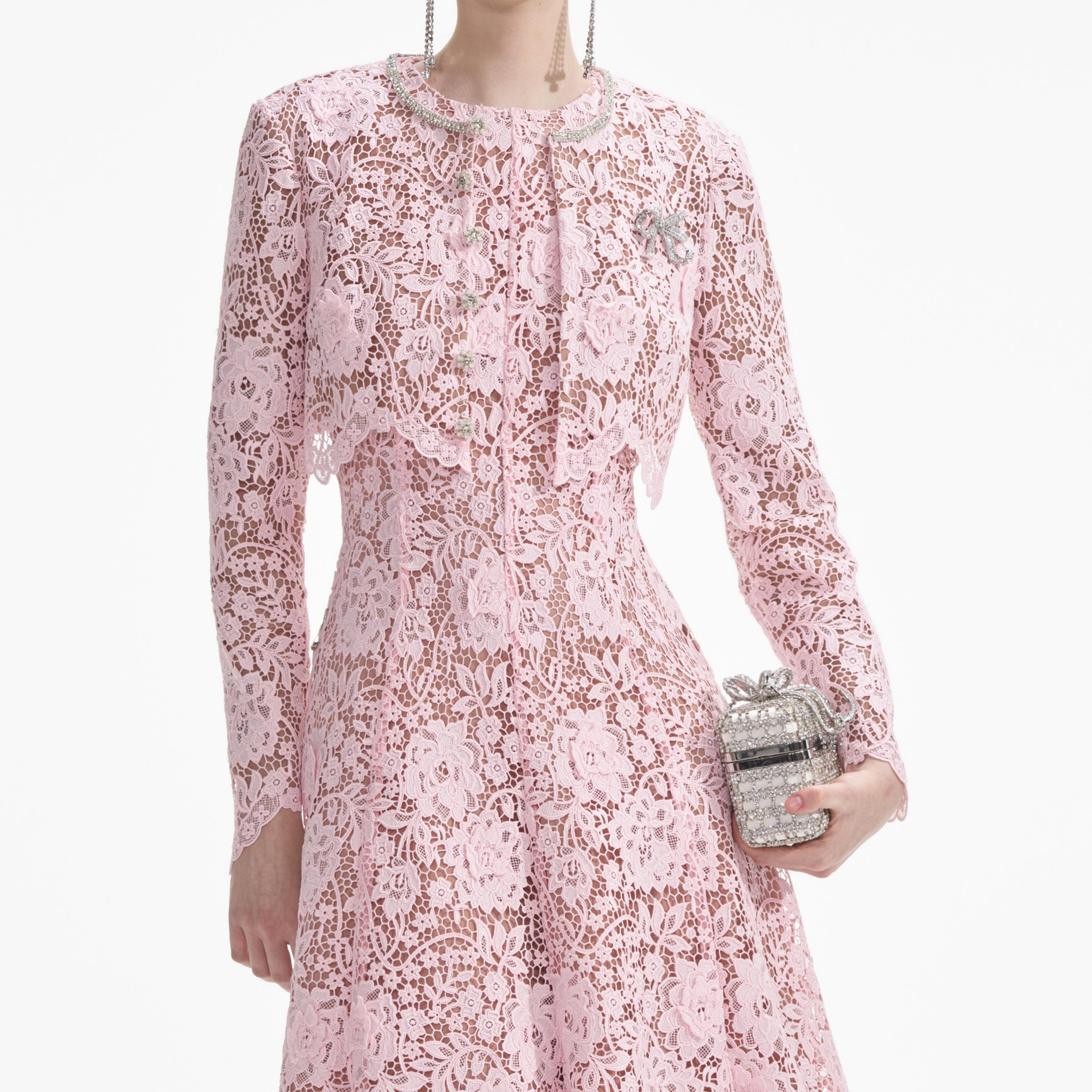 Pink Flower Lace Jacket - 4