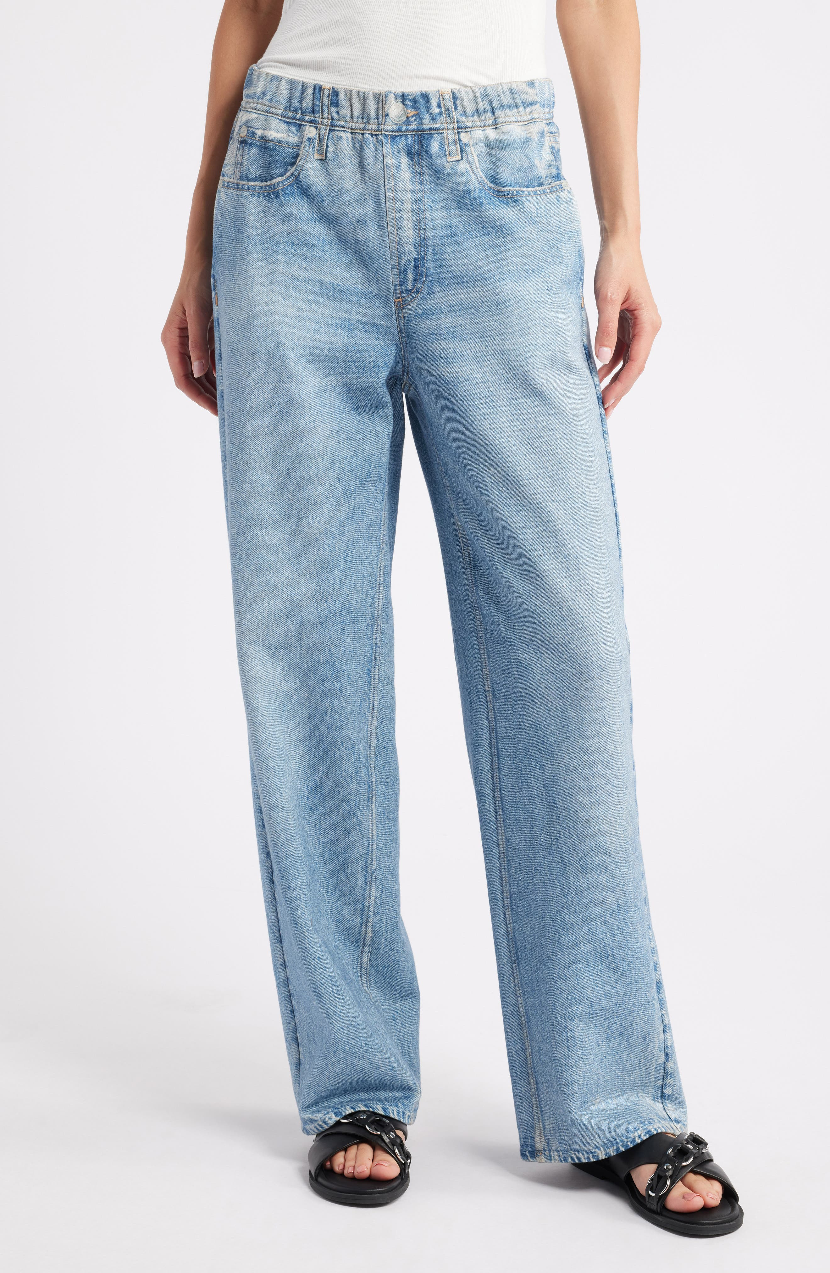 rag & bone Miramar Wide Leg Cotton Terry Sweatpant Jeans in Valen at Nordstrom - 1