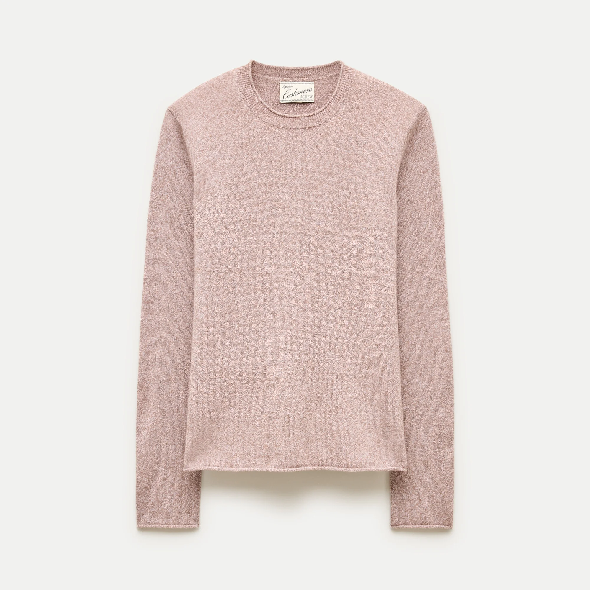 Rolled cashmere long-sleeve sweater in marled yarn - 1
