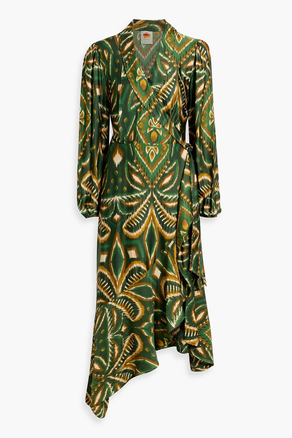 Printed crepe de chine wrap dress - 1
