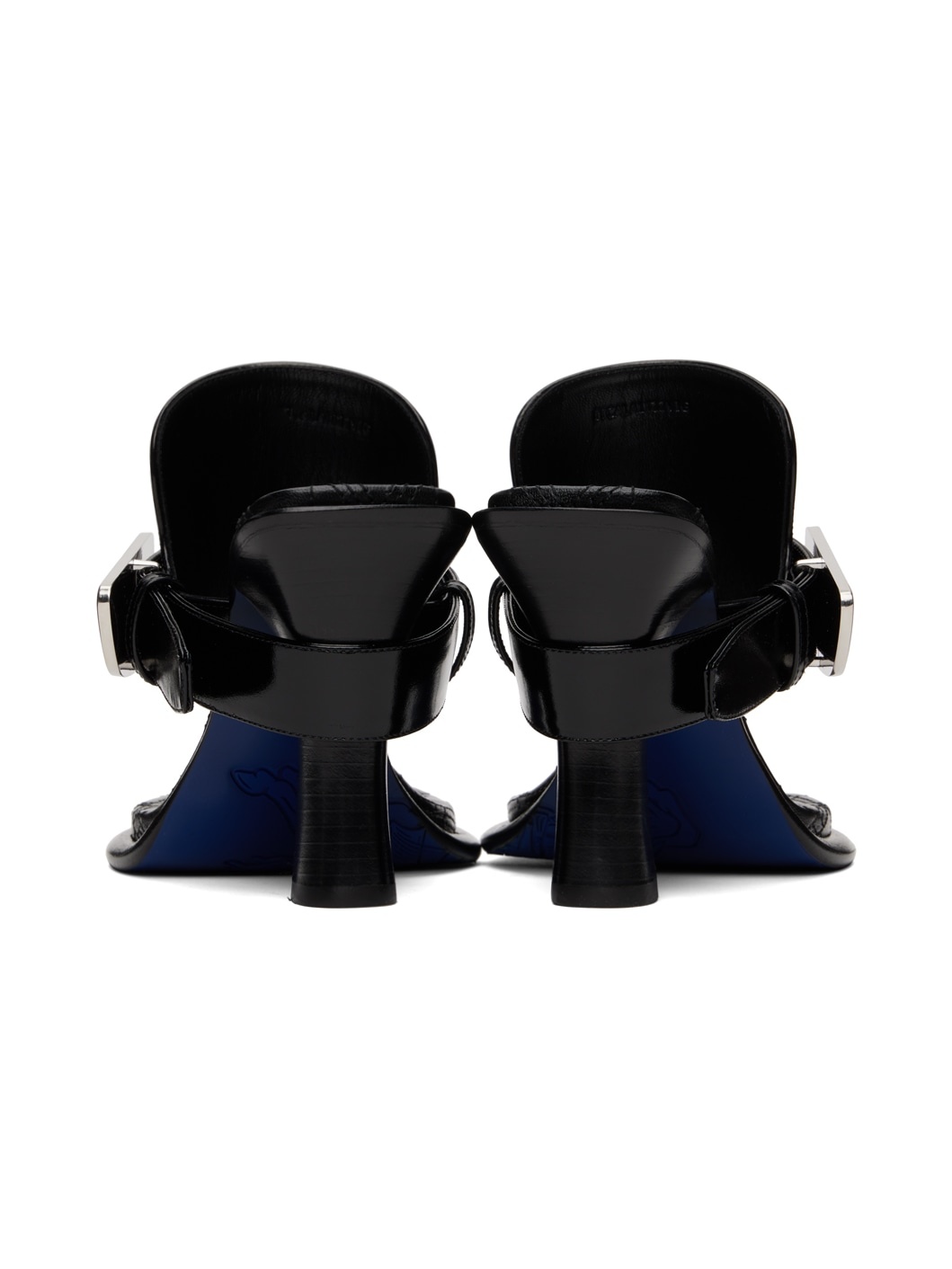 Black Leather Bay Heeled Sandals - 2