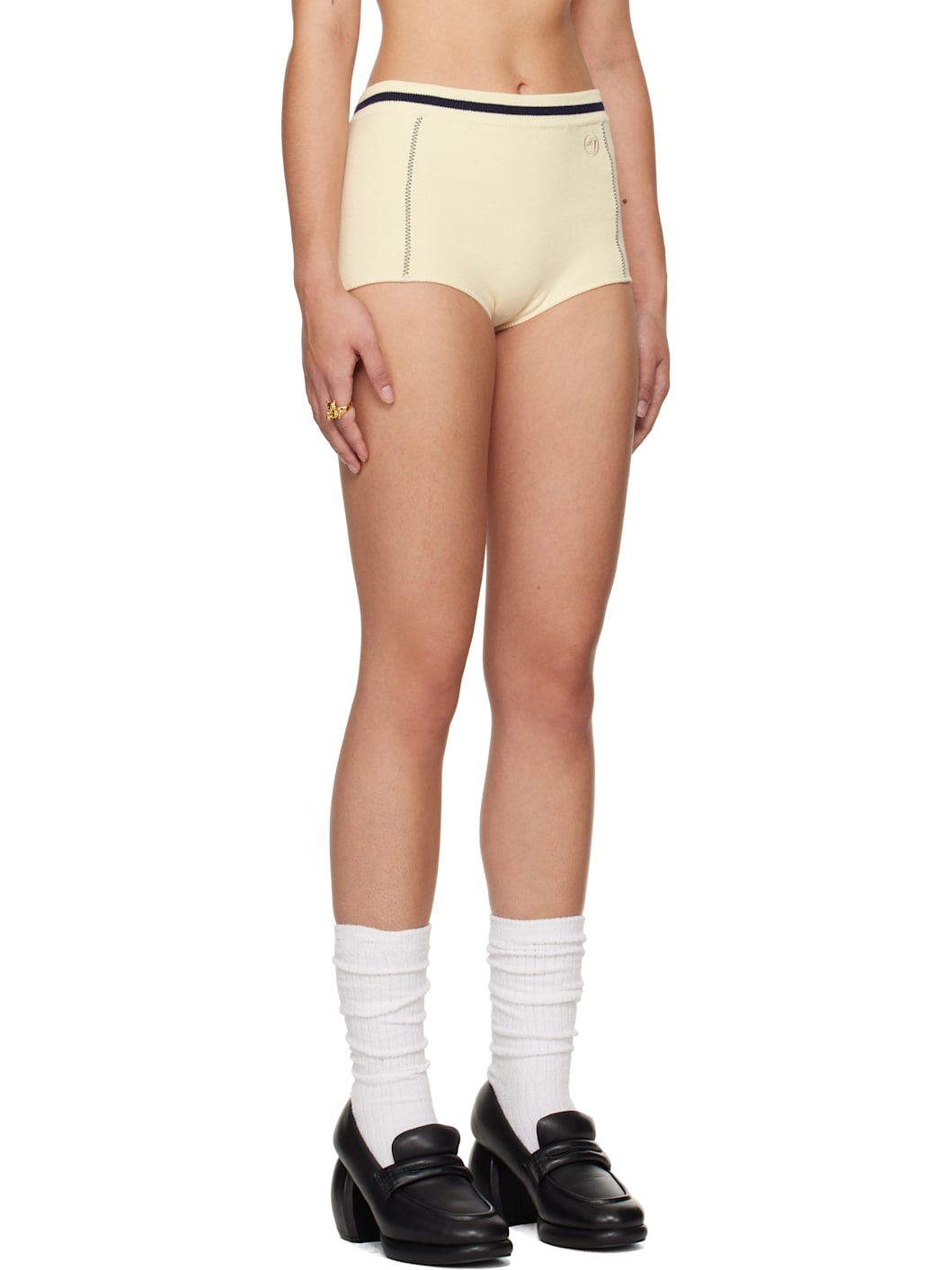 Off-White Contrast Stitch Culotte Shorts - 2