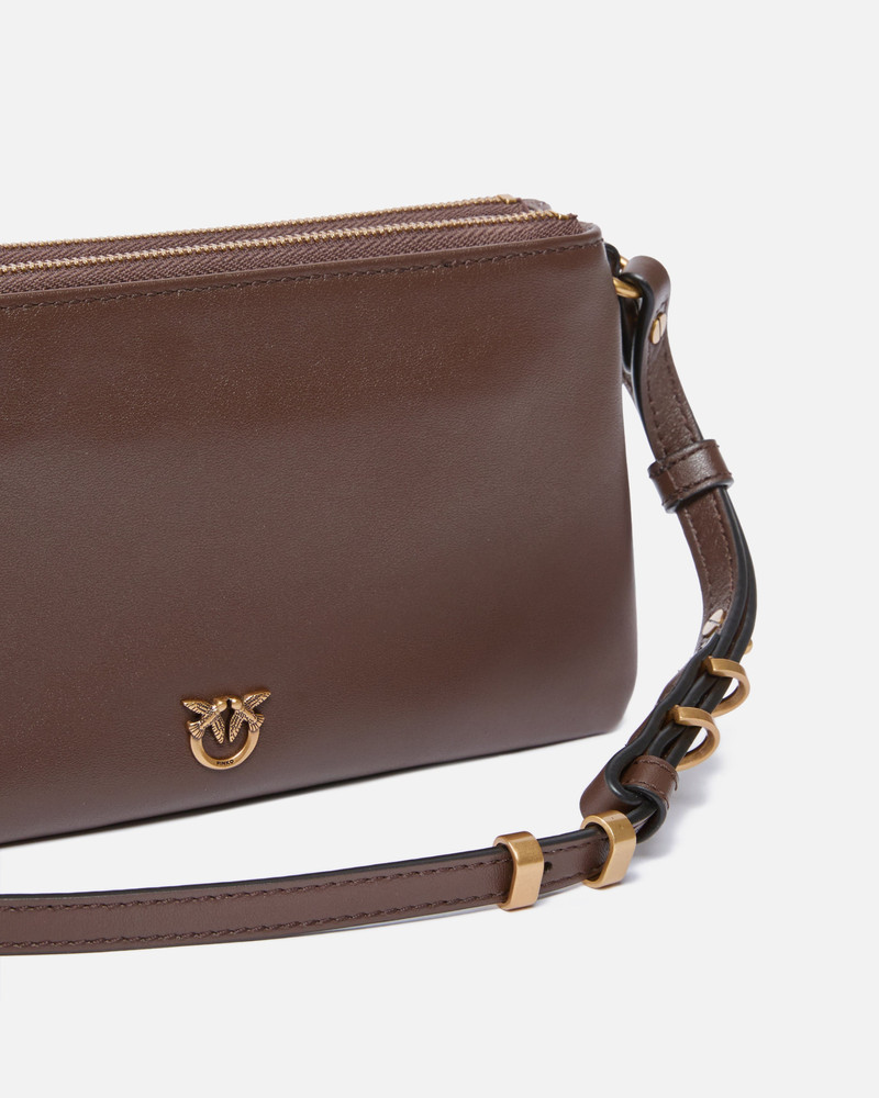 LEATHER MINI DOUBLE BAG WITH SHOULDER STRAP 3