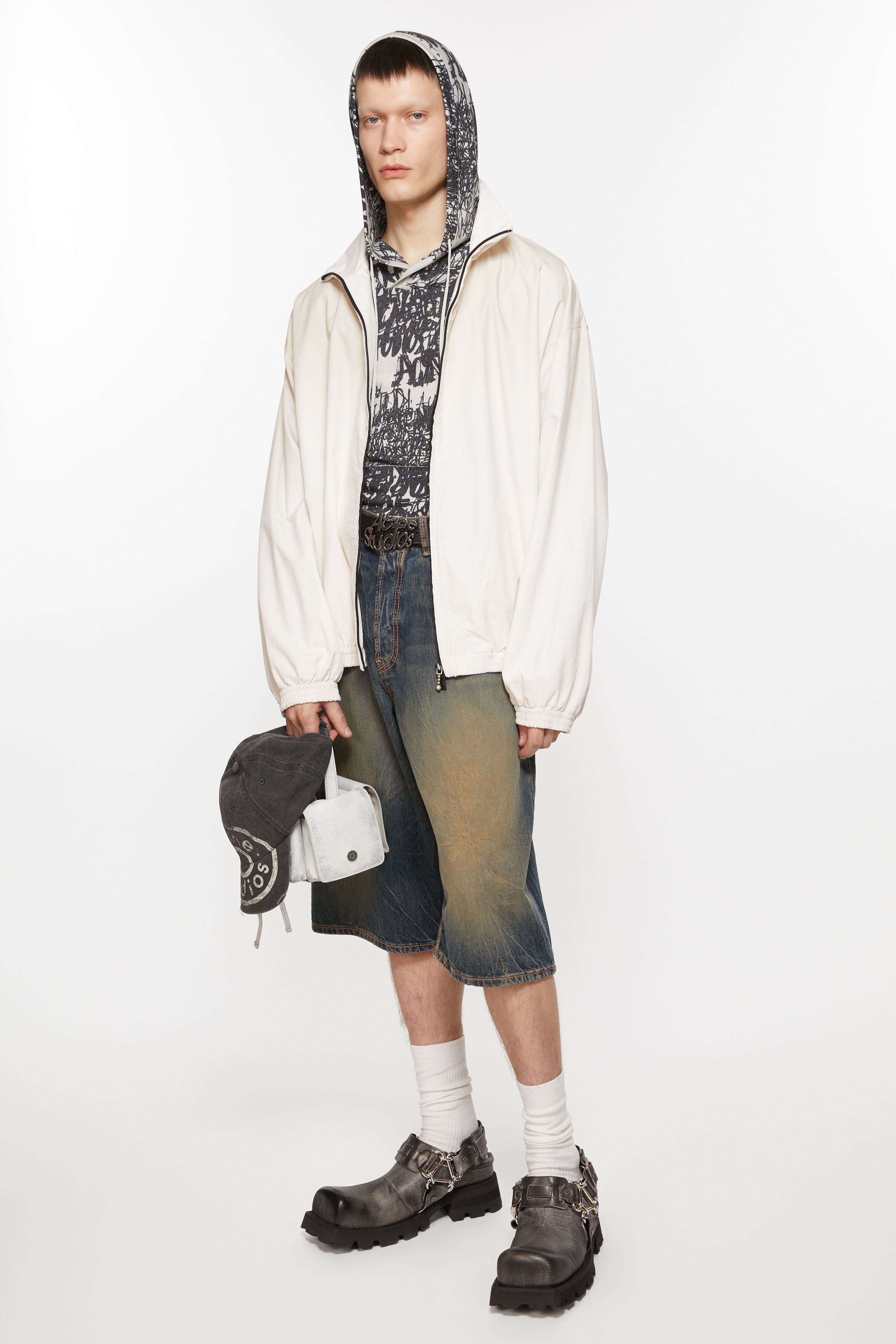 Acne Studios Logo zipper jacket - Dusty white | REVERSIBLE Acne Studios Logo zipper jacket - Dusty white | REVERSIBLE