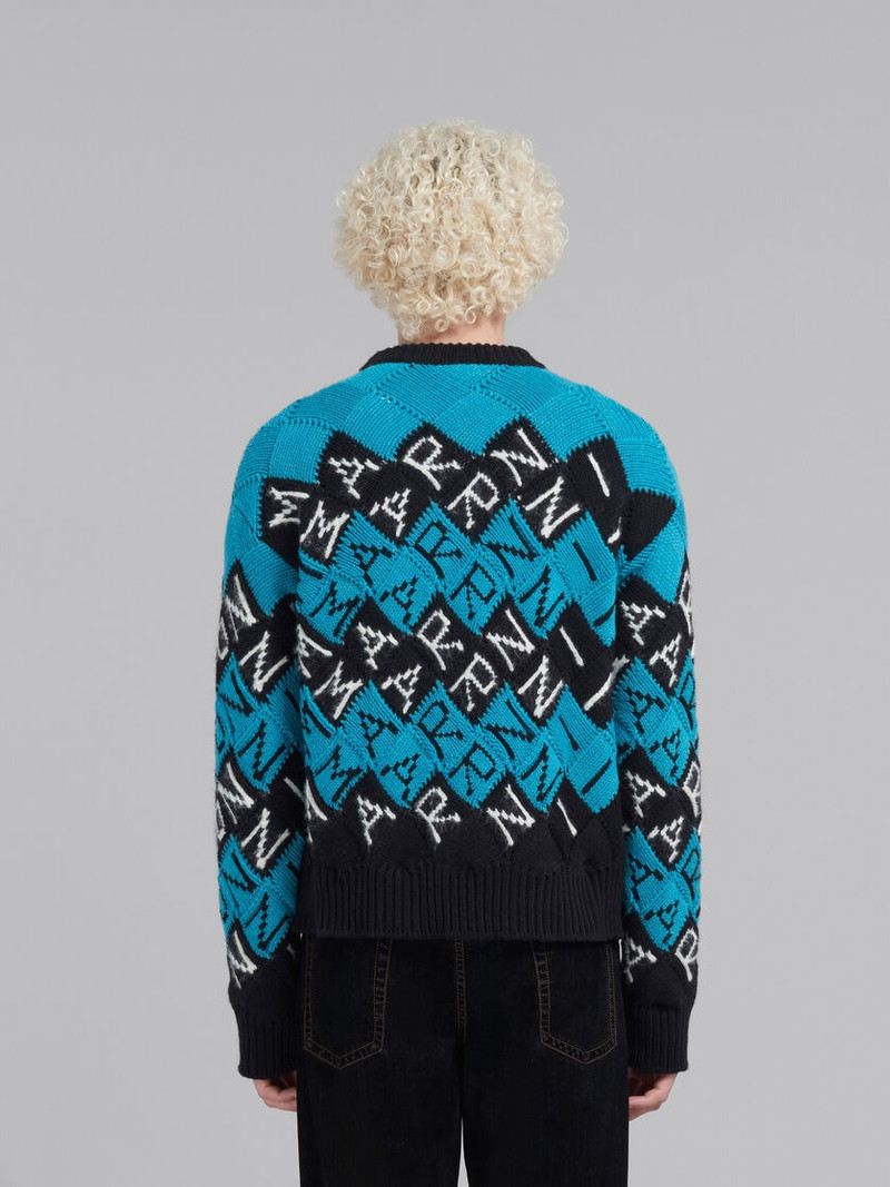 BLUE AND BLACK WOOL MARNI BLOCK JUMPER 3