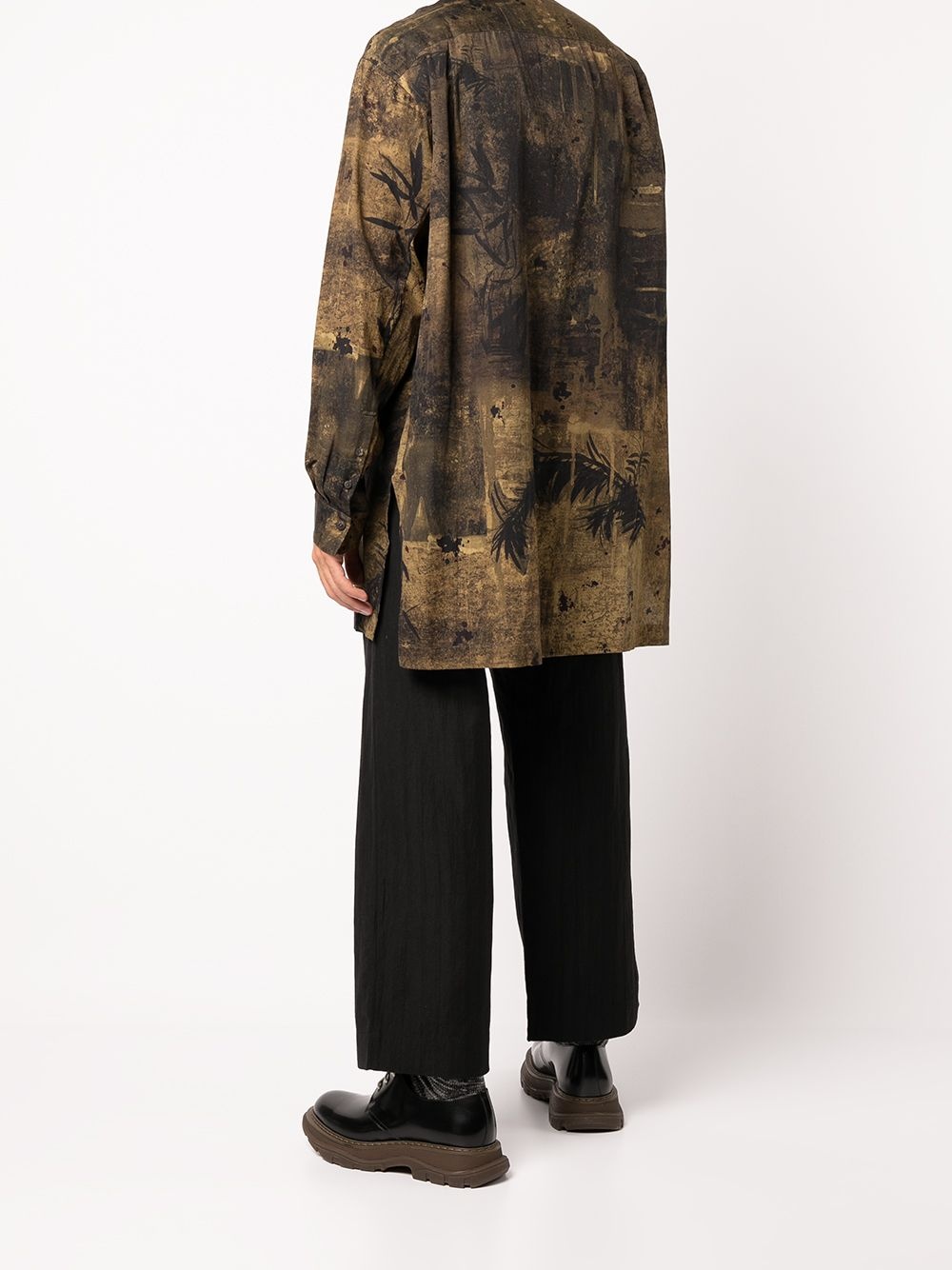 abstract-print band collar shirt - 4