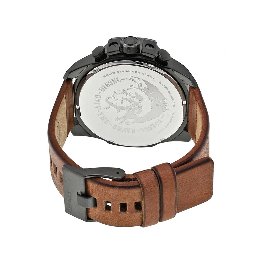Diesel Mega Chief Black Dial Brown Leather Men's Quartz Watch DZ4343 - 3