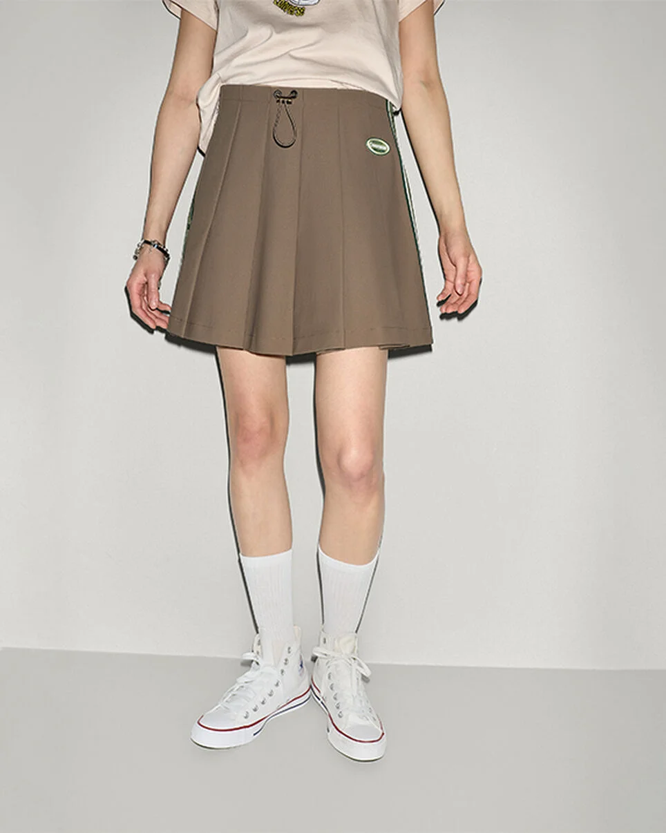 Retro Track Relaxed Pleat Skirt - 1