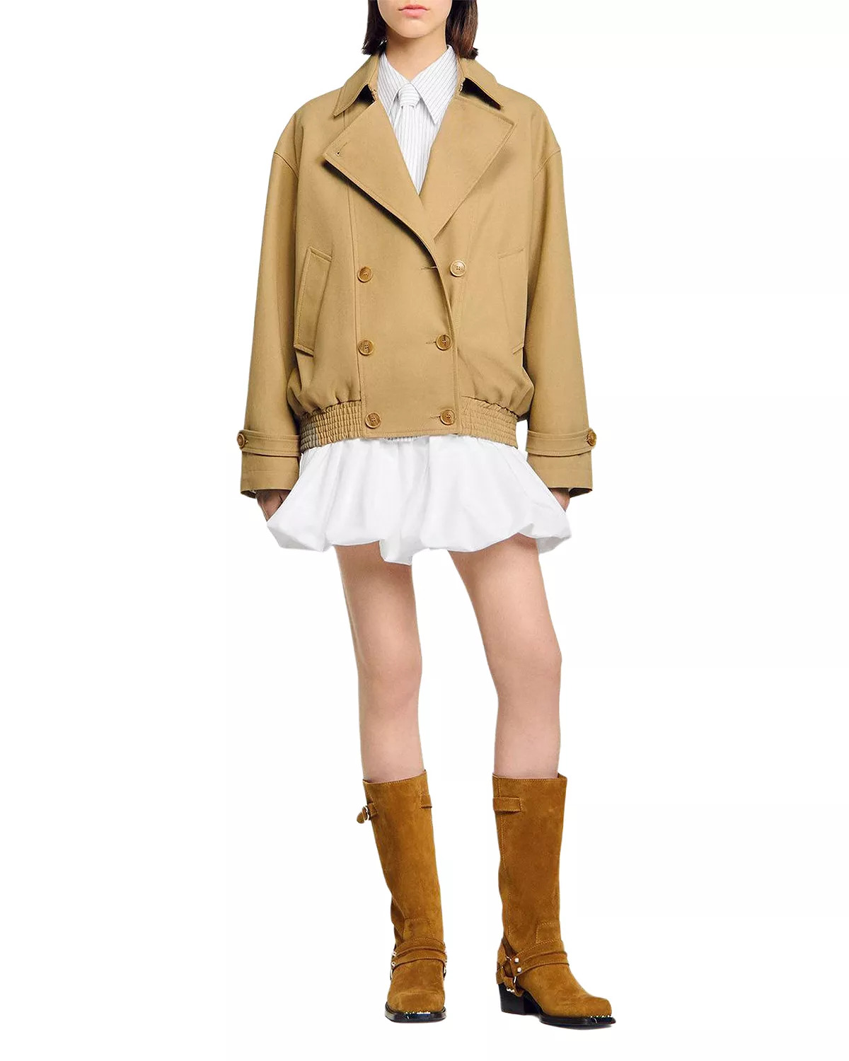 Short Oversized Trench Coat - 2