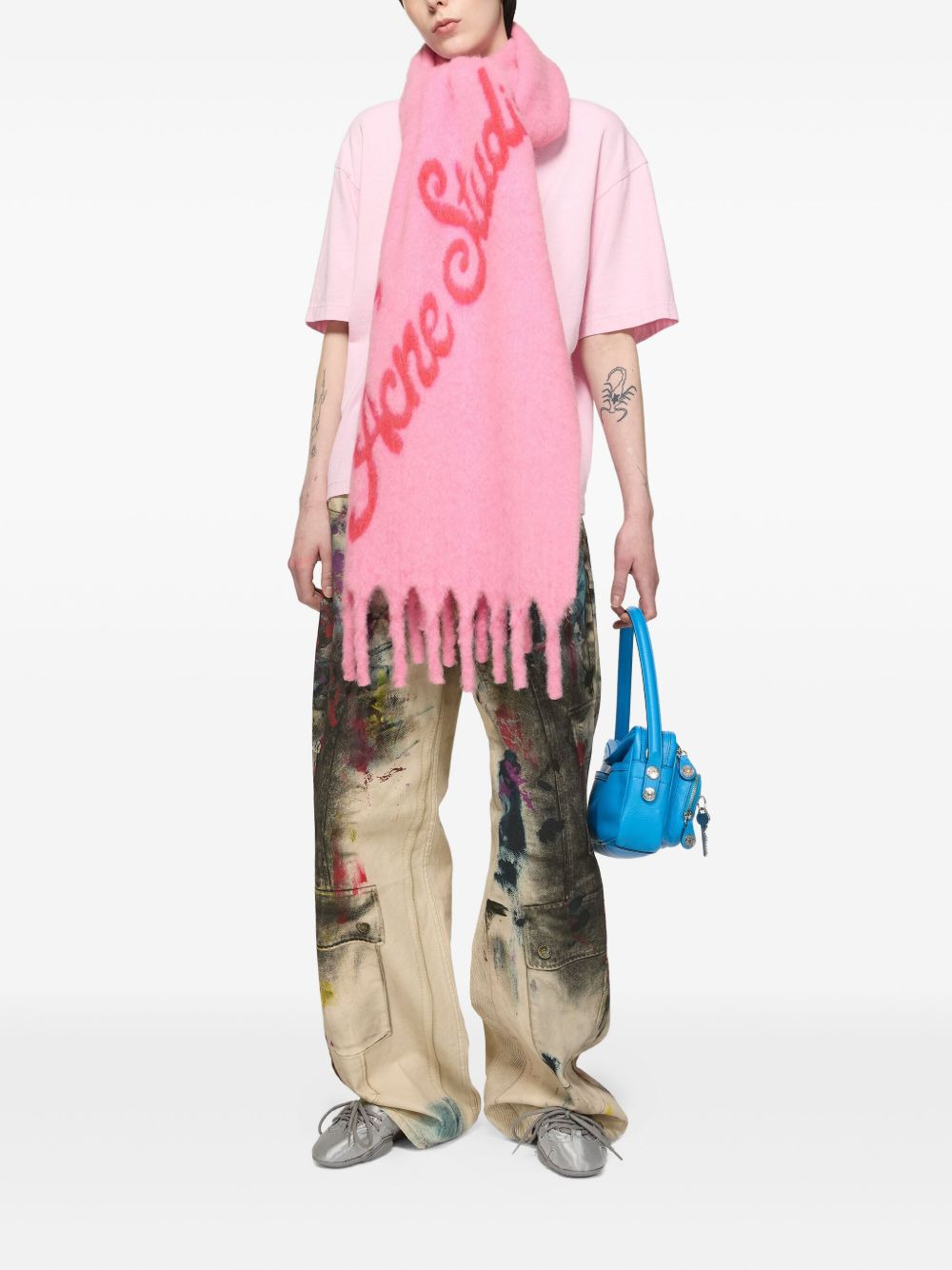logo fringed scarf - 4