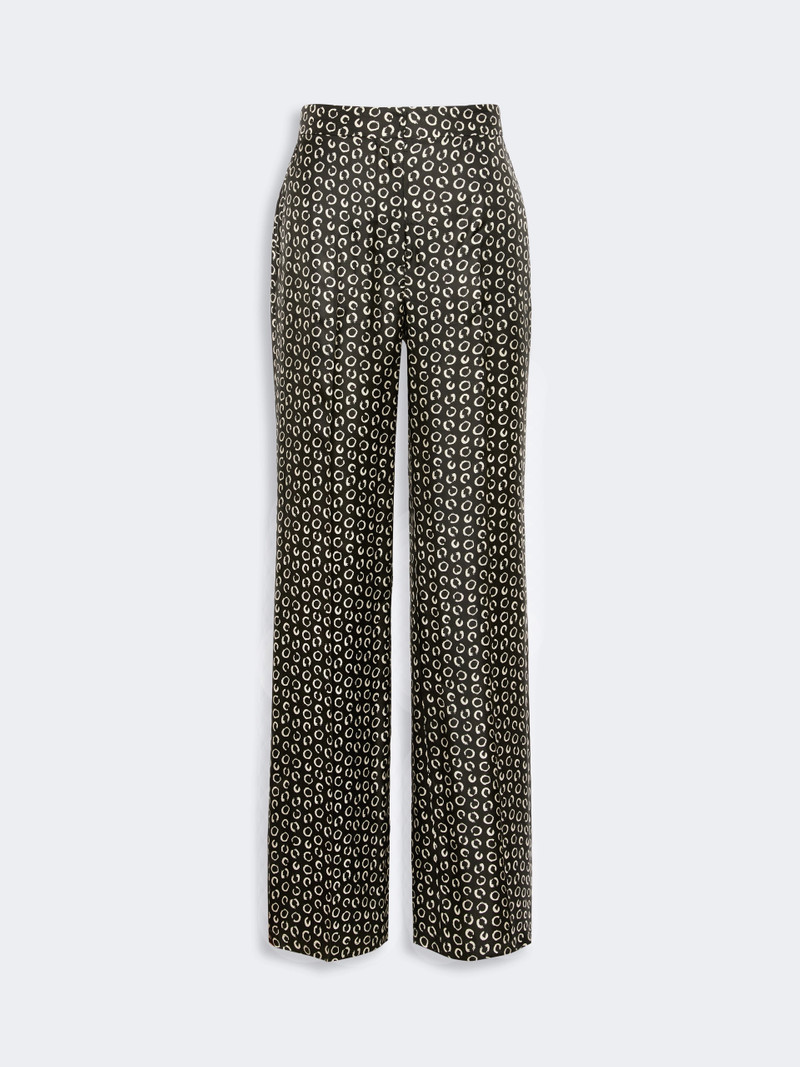 ROMANA Printed silk trousers - BLACK WHITE 1