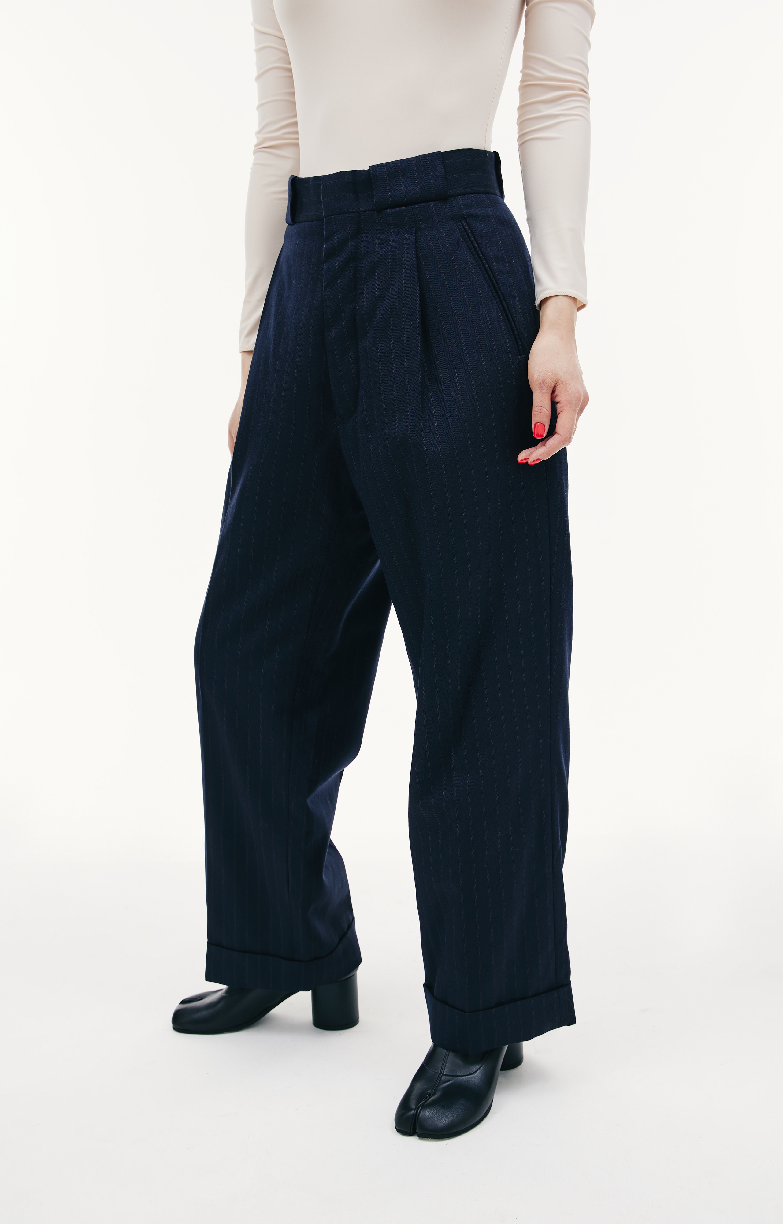 STRIPED PADDED WOOL TROUSERS - 5