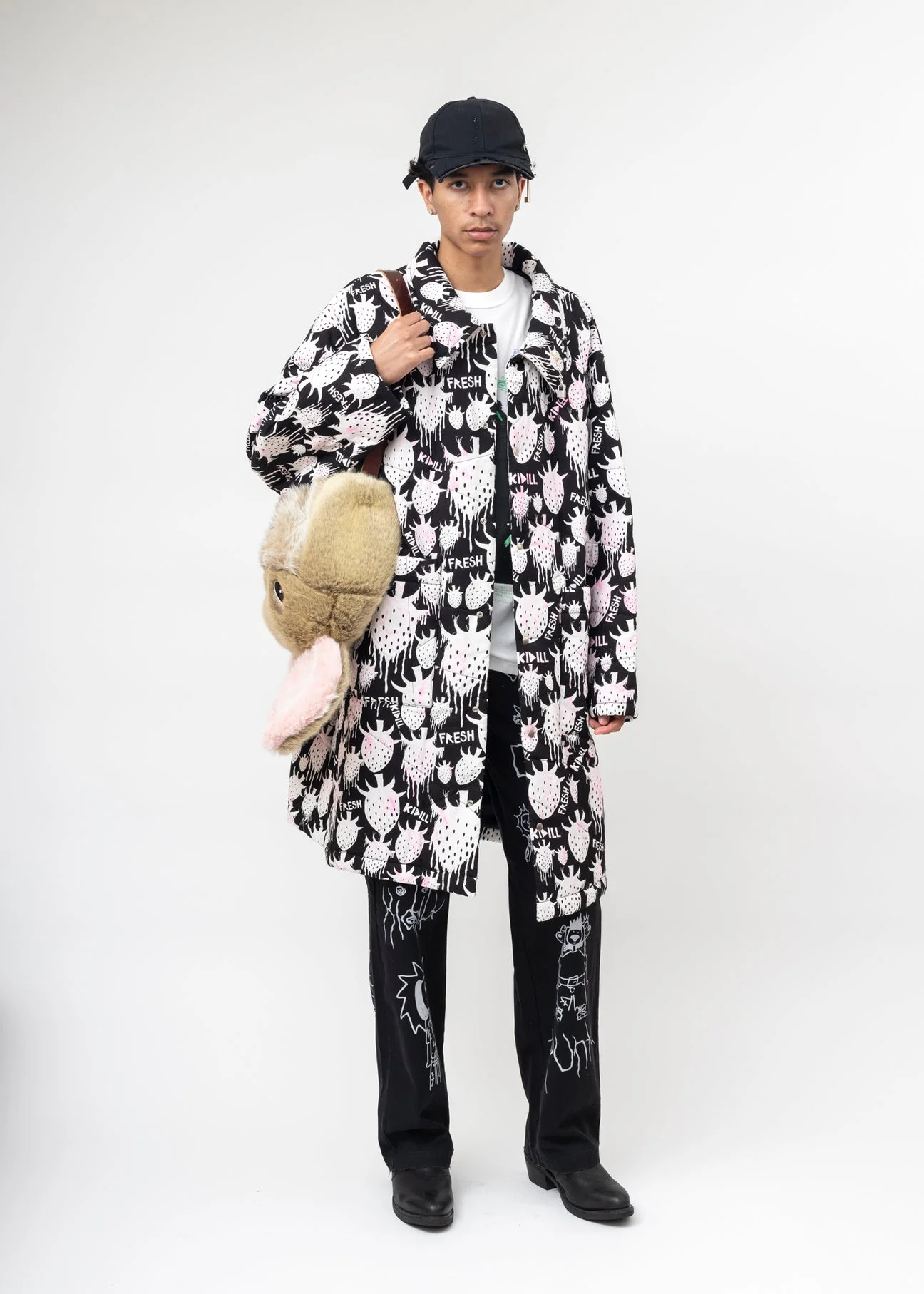 White Strawberry Quilted Oversized coat - 1