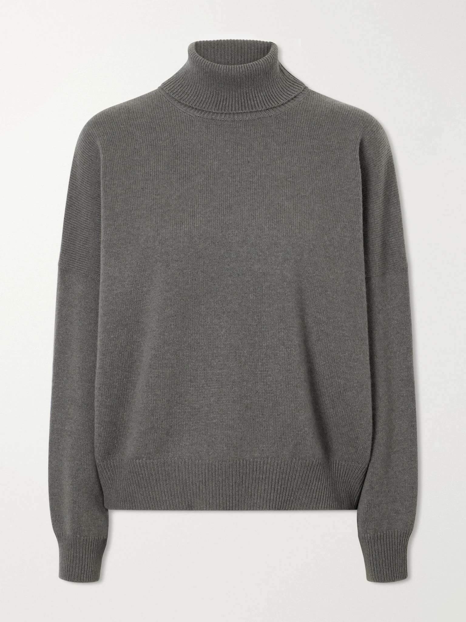 Cashmere turtleneck sweater Gray green - 1