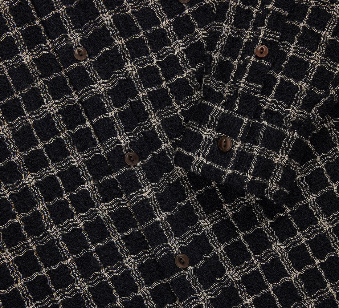 Utility Shirt - Black/Ecru Wavy Check - 4