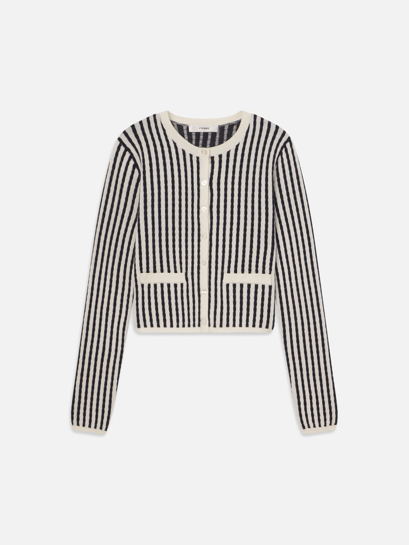 The Cable Cardi in Navy Multi - 1