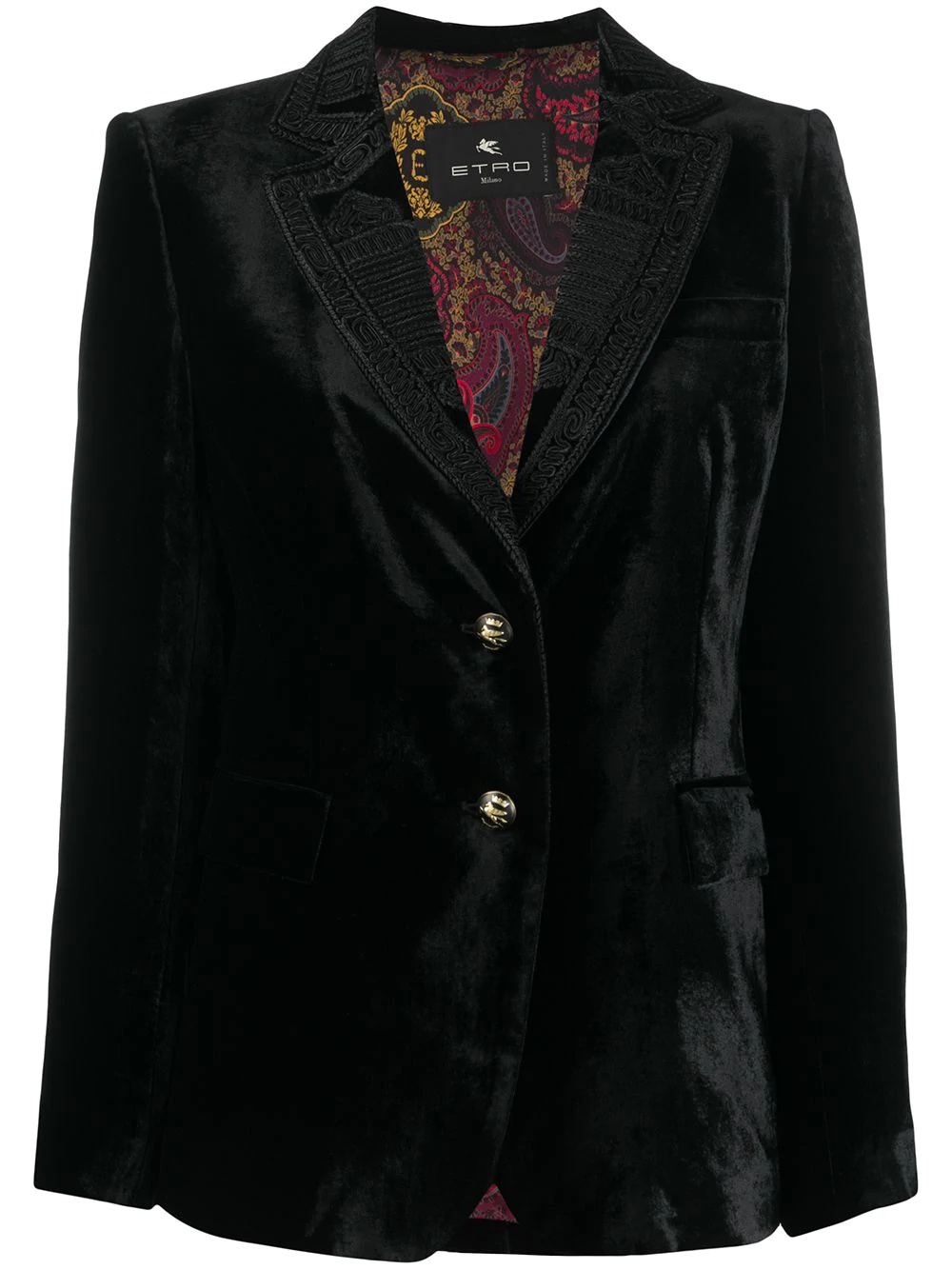 textured style embroidered lapel blazer - 1