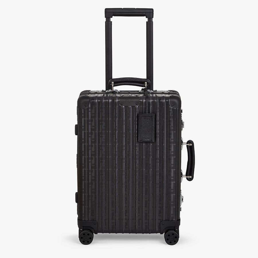 Black aluminum trolley case with leather details - 1