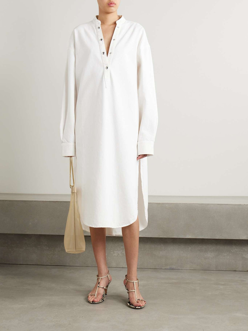 KHAITE Seffi oversized denim midi shirt dress outlook
