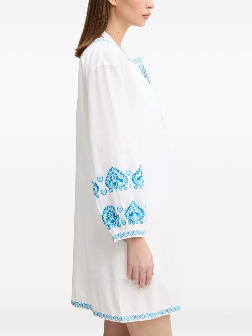 embroidered button-front beach dress - 2