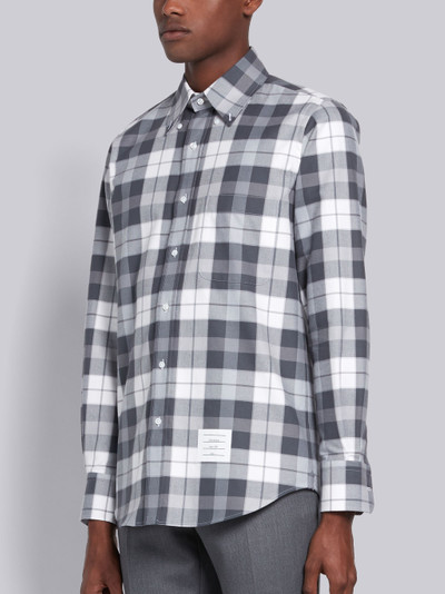 Thom Browne Medium Grey Flannel Tartan Check Straight Fit Long Sleeve Shirt outlook