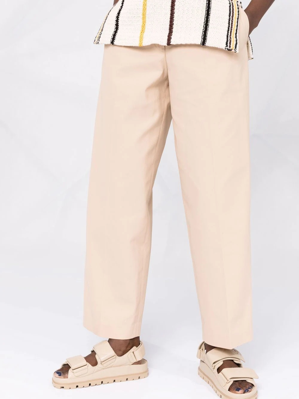 high-waisted cotton trousers - 5
