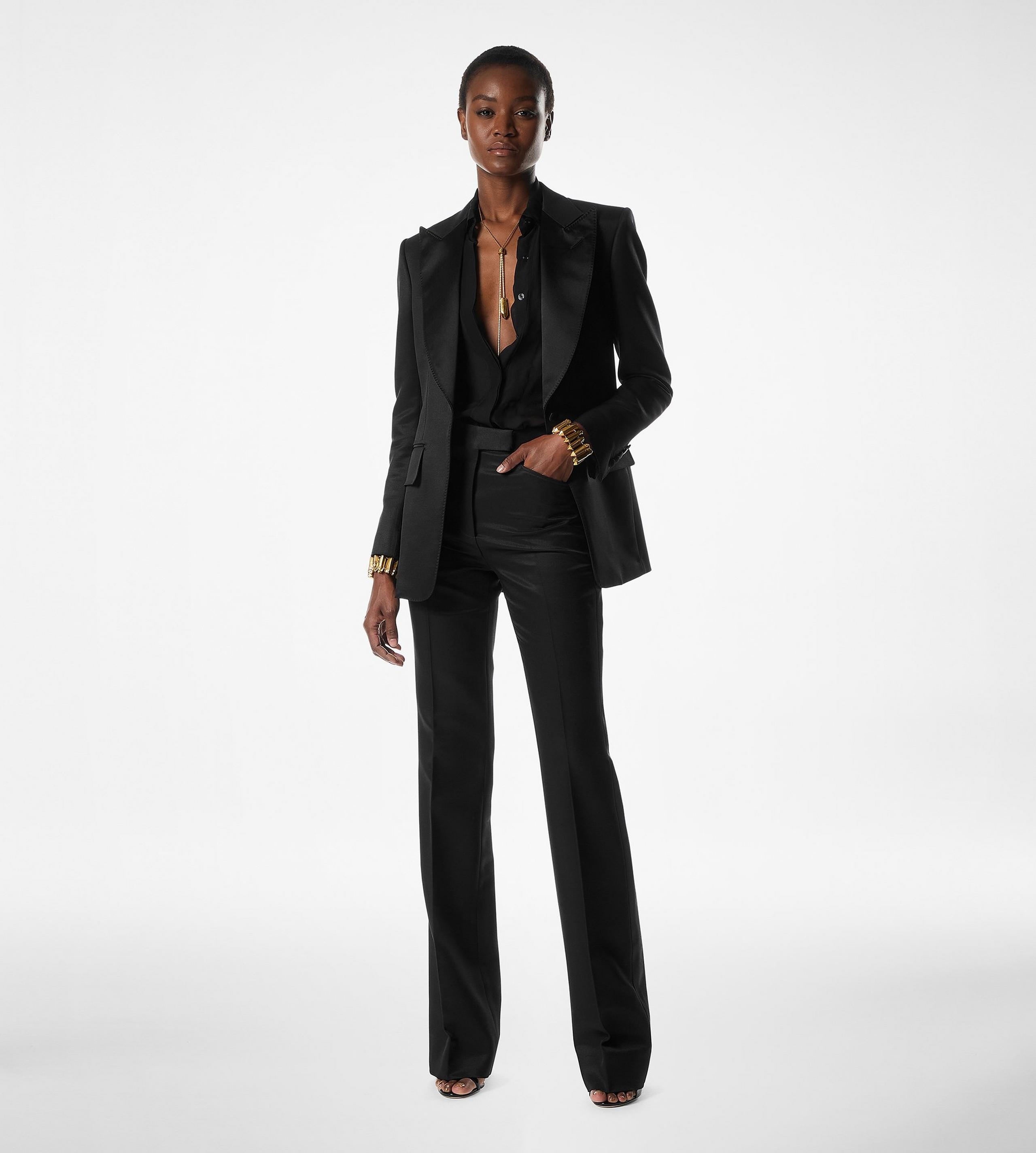 LUSTROUS BARATHEA SILK BLEND "BIANCA" SINGLE BREASTED TUXEDO JACKET - 2