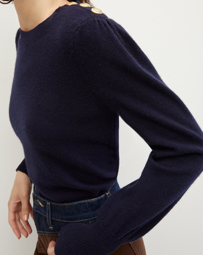 VERONICA BEARD NELIA CASHMERE PULLOVER | BUTTON ACCENT outlook