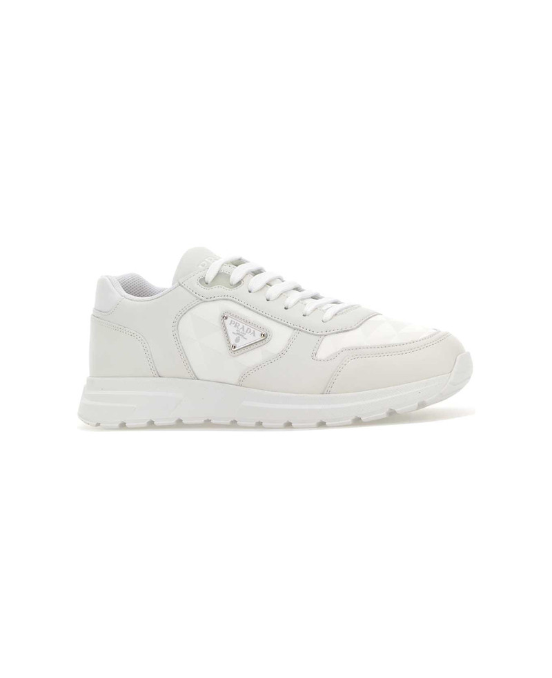 Prada White Leather And Fabric Sneakers outlook