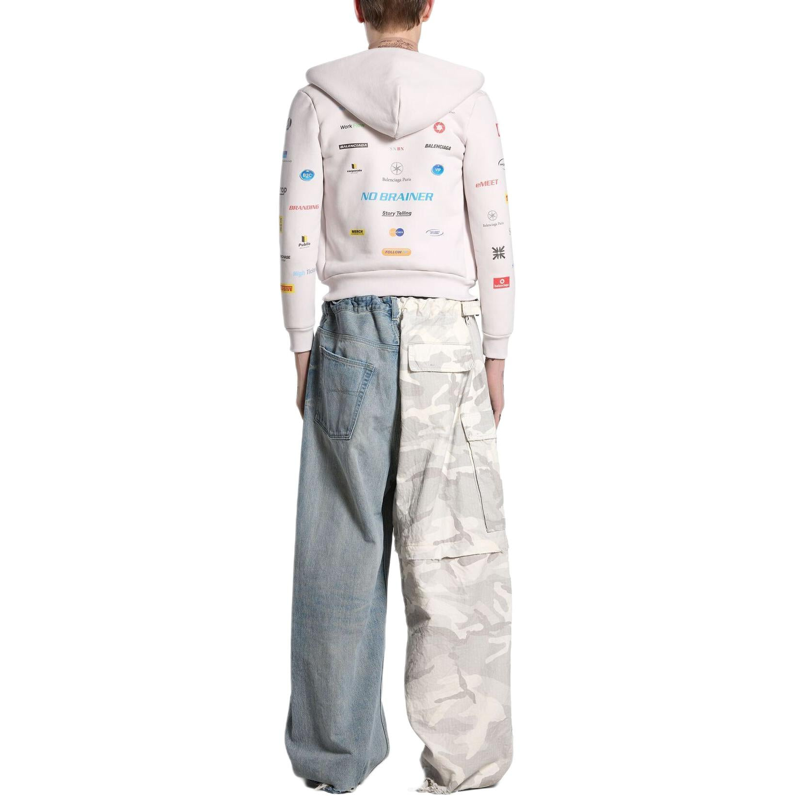 Balenciaga Business English Zip-up Hoodie 'Off White' 788243TQVH69016 - 4