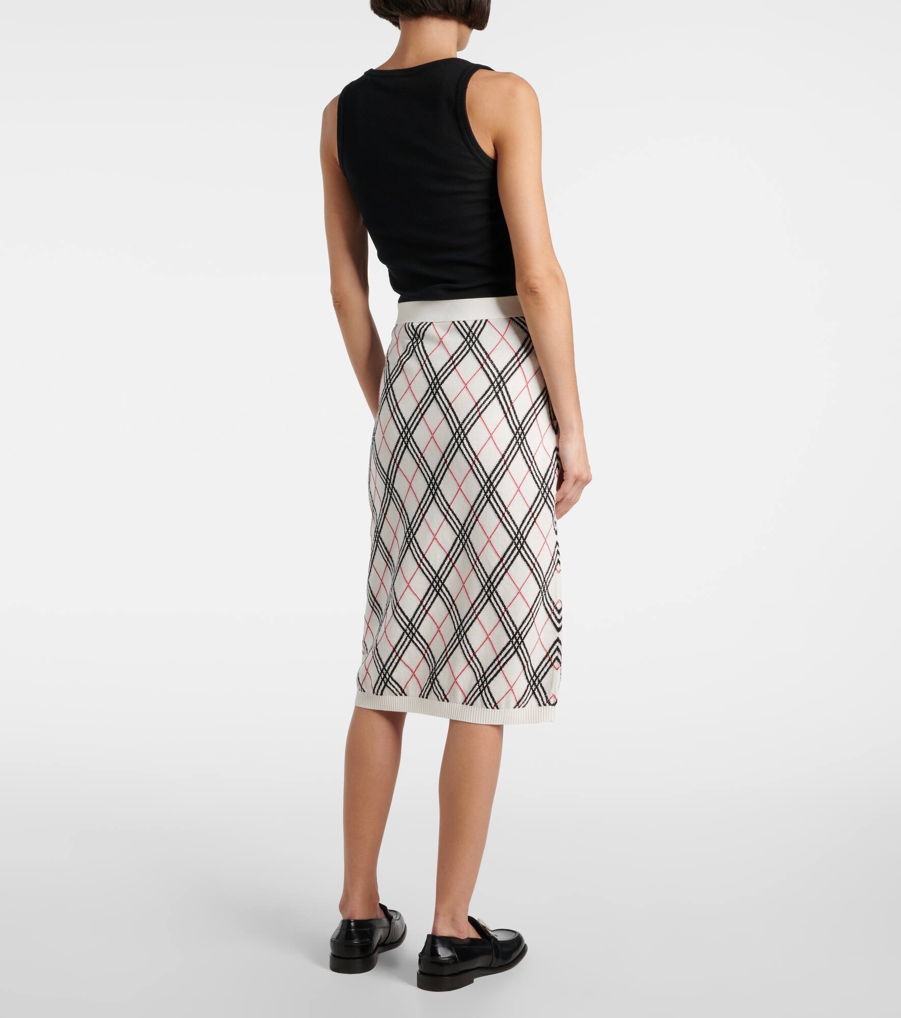 Argyle knitted cotton midi skirt - 3