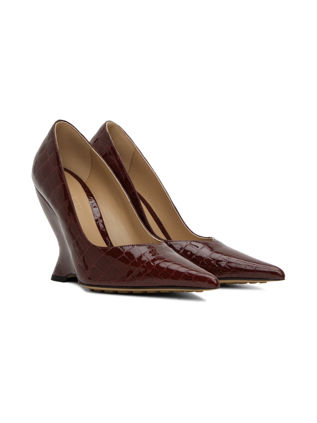 Burgundy Punta Pump Heels - 4