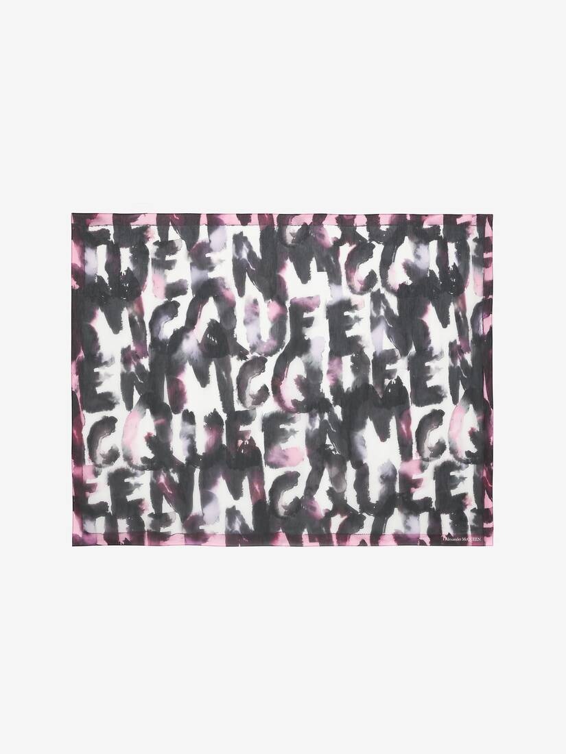 Women's Watercolour Graffiti Pareo in Pink/black - 1