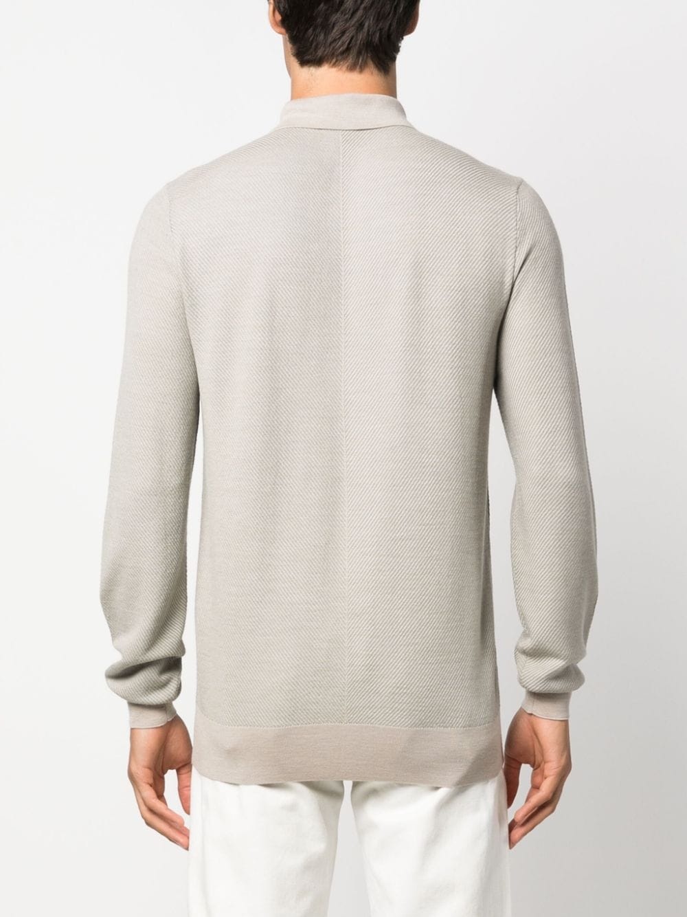 long-sleeve wool polo shirt - 4