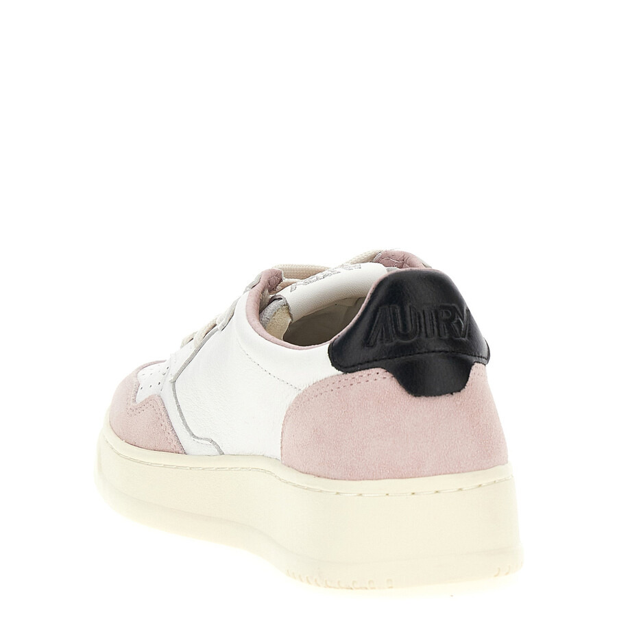 Autry Ladies Goat / Suede Powder / Black Medalist Low Top Sneakers - 3