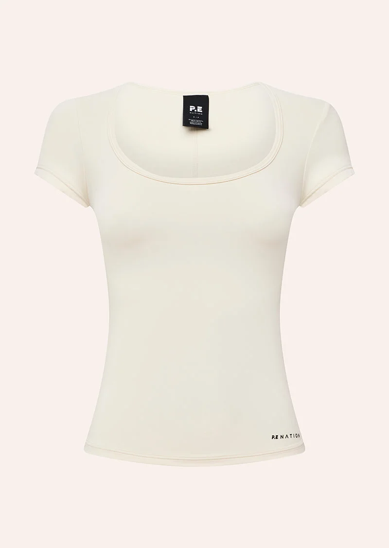 FOUNDATION SCOOP SHORT SLEEVE TOP IN WHISPER WHITE - 1