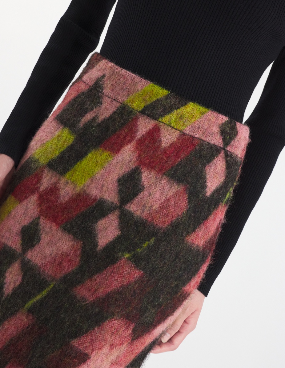 GRAPHIC MOHAIR JACQUARD LONG SKIRT - 4