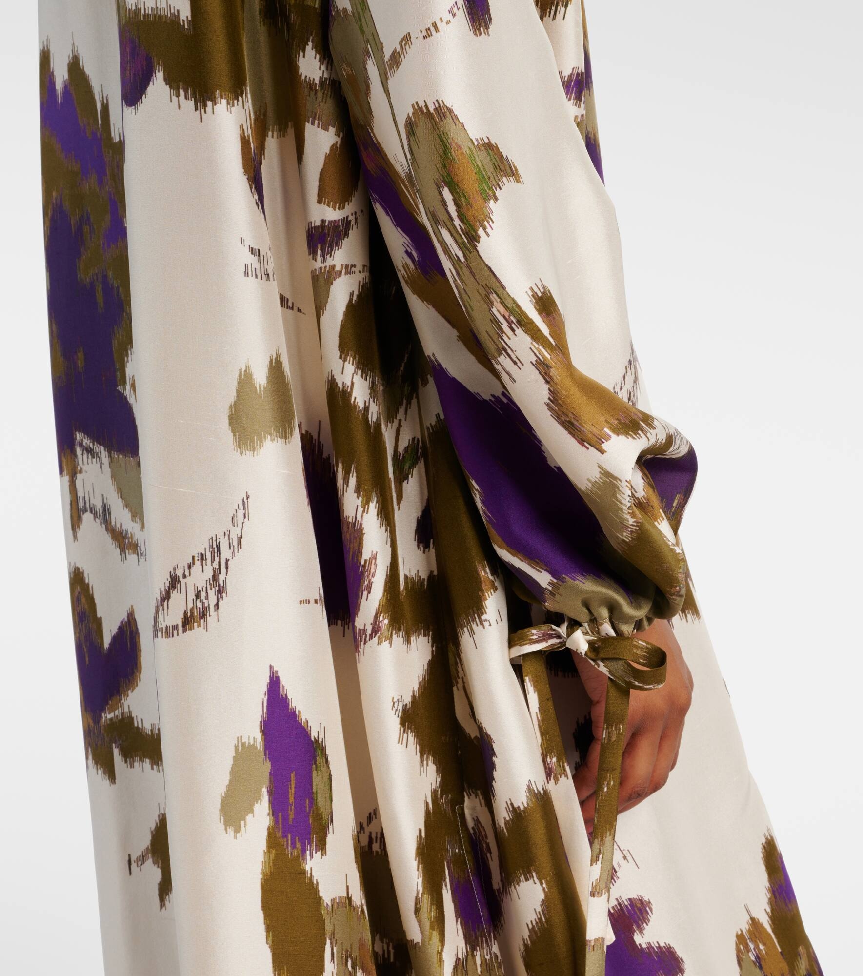 Maesa balloon-sleeve printed silk maxi dress - 5