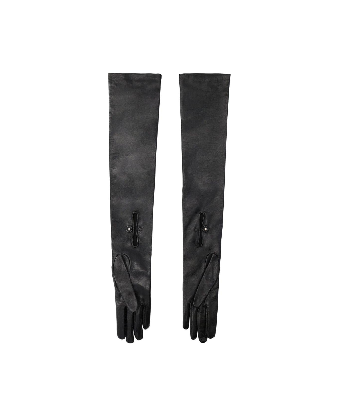 Triangle-logo Zipped Pouch Long Gloves - 2