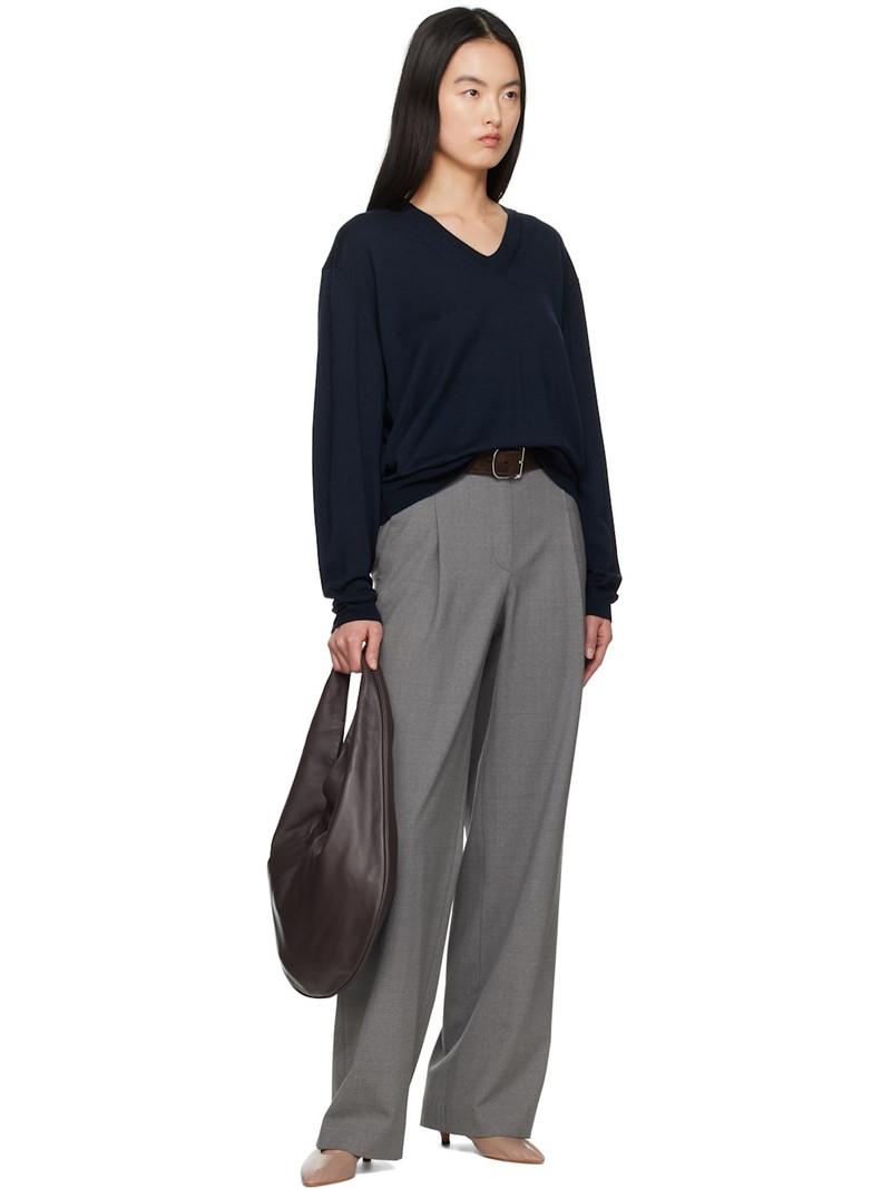 AURALEE Navy Product Dyed Wool Knit V-Neck Sweater outlook